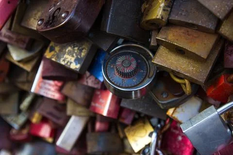 Padlocks on the bridge. Cologne, Germany. Stock Photos