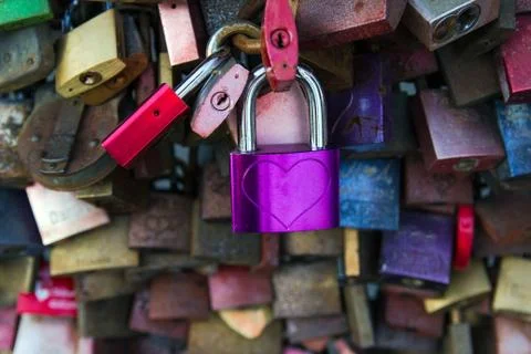Padlocks on the bridge. Cologne, Germany. Stock Photos