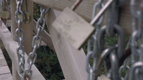Padlocks on the bridge Stock Footage 84173644