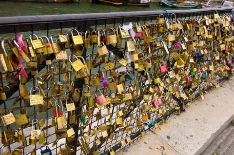 Padlocks on bridge Stock Photos
