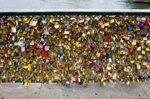 Padlocks on bridge Stock Photos