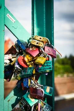 Padlocks on a bridge Stock Photos