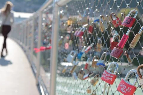 Padlocks on brigde Stock Photos