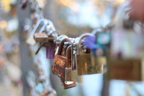 Padlocks on a chain Stock Photos