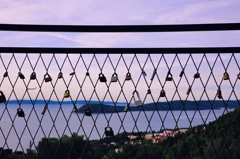 Padlocks on the fence Stock Photos