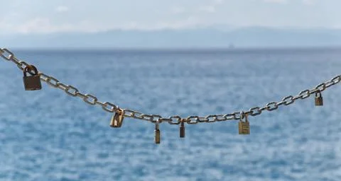 Padlocks with messages of love Foto stock