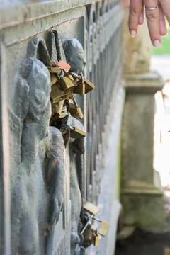 The padlocks on the Milan bridge Stock Photos