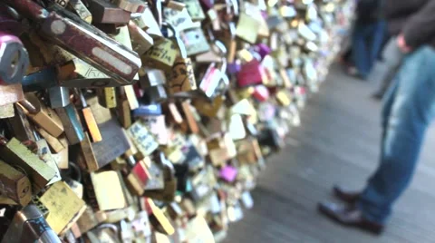 Padlocks on the Pont de l'Archevêché Bridge in Paris France 動画素材 51331245