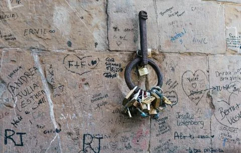 Padlocks on Ponte Vecchio Stock Photos