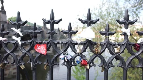 The padlocks in the Prague Stock Footage 84737891
