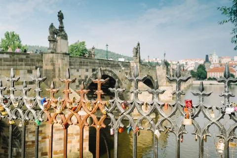 Padlocks on the railing Stock Photos