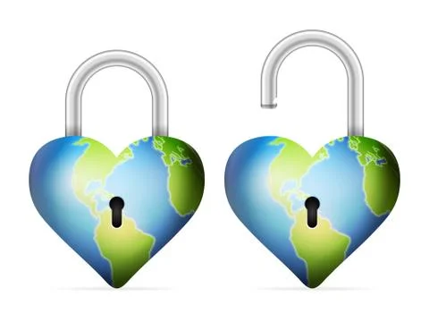 Padlocks world heart Stock Illustration