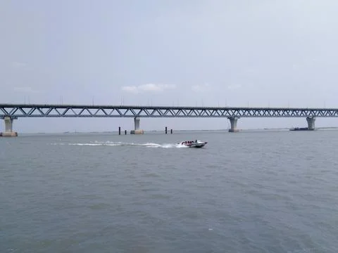 The Padma Bridge and multipurpose road-rail bridge across the Padma River 写真素材