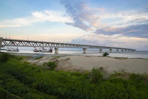 Padma Multipurpose Bridge at Padma river in Bangladesh. Stock Photos