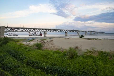 Padma Multipurpose Bridge at Padma river in Bangladesh Stock Photos