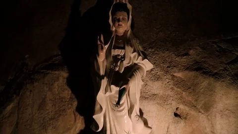 Padmapani Statue In Cave Stock Footage 116470033