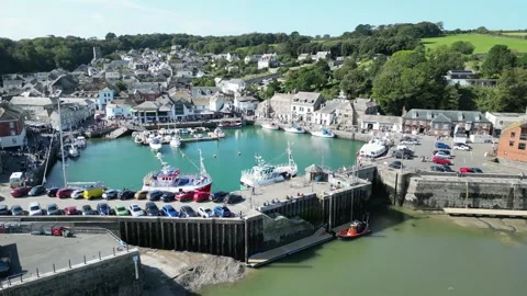 Padstow harbour. and town Cornwall UK drone , aerial , view from air 4K Stock Footage 255759694