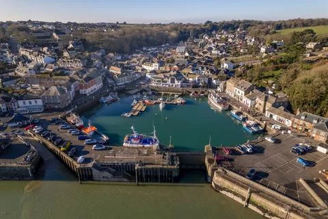 Padstow Harbour, Cornwall, Drone Panoramic Photo Stock Photos