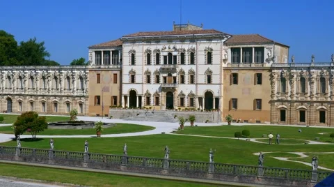 Padua - Villa Contarini - The front-side from above Stock Footage 65190368