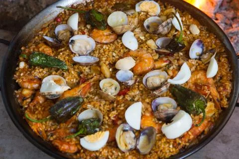 Paella cooked Foto stock