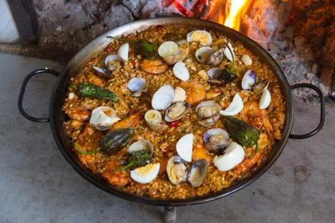 Paella cooked 스톡 사진