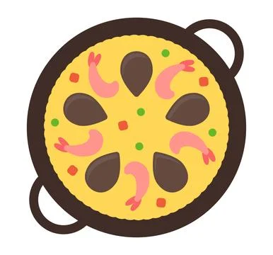 Paella dish simple flat cartoon vector Stock Illustration