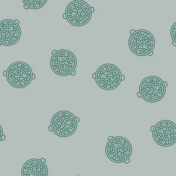 Paella fish line seamless pattern Stock Illustration