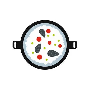 Paella icon, flat style Stock Illustration