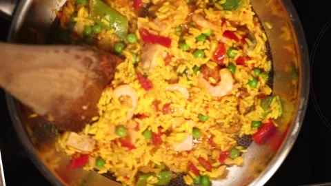 Paella in a pan. Stock Footage 276227880