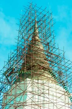Pagada under construction in temple Stock Photos