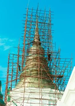 Pagada under Construction in temple Stock Photos