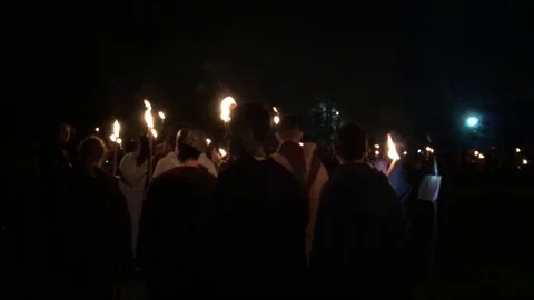 Pagan procession with torches Stock Footage 111615557