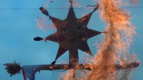 Pagan traditions. Burning effigies Stock Footage 61269718