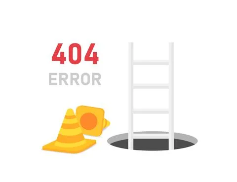 Page with a 404 error in the 3D style on white background. Template reports t Stock Illustration