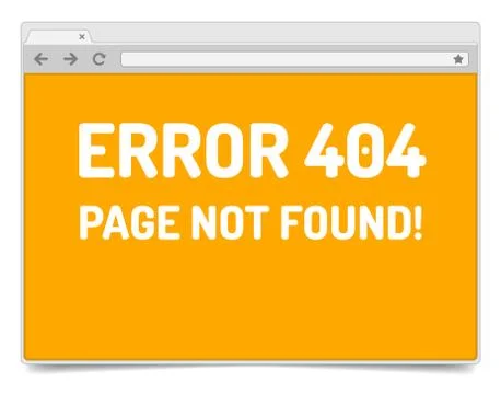 Page 404 error on opened internet browser window with shadow. 스톡 일러스트