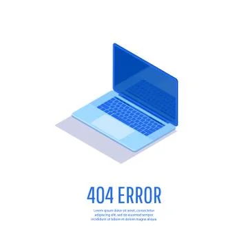 Page with 404 Error Page on laptop display. 스톡 일러스트