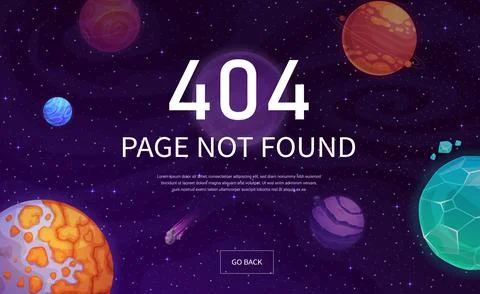 Page 404 starry galaxy space, vector notification Stock Illustration