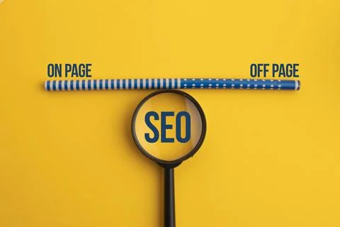 On-Page and Off-Page SEO optimization strategy concept, business growth and.. Stock Photos
