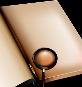 Page of book and magnifier Stock Illustration