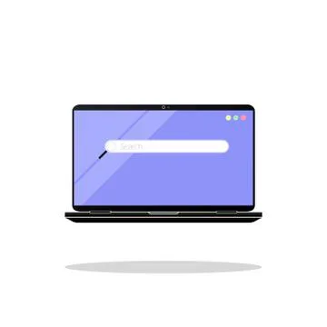 Page browser on top view laptop screen. Laptop, desktop, computer with websit 스톡 일러스트