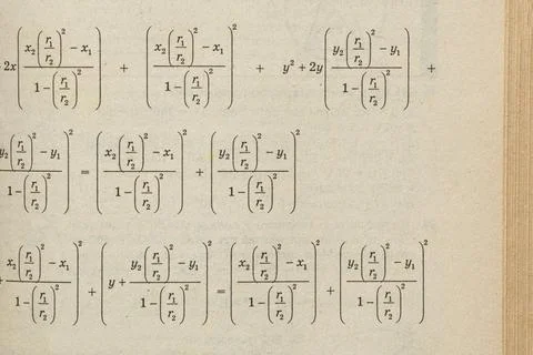A page with close-up mathematical formulas for educational topics, problem .. Stock Photos