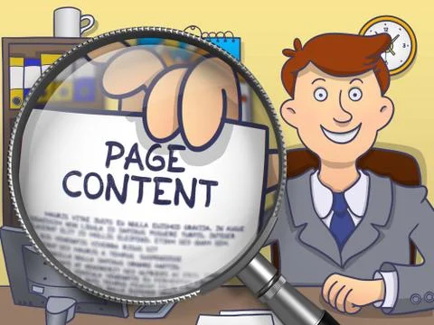 Page Content through Magnifier. Doodle Design 스톡 일러스트