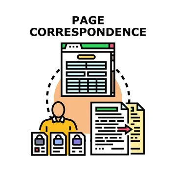 Page correspondence concept with secure documentation management 库存插图