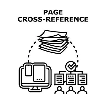 Page cross referencing information across multiple digital documents Illustrazione stock
