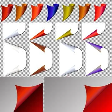 Page curl corner vector illustration. Curled paper corners. Pages curled ed.. Stock Illustration