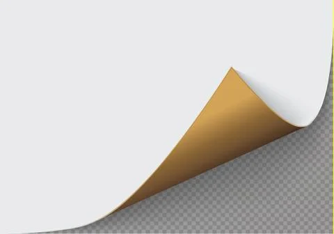 Page curl with shadow on a blank sheet of paper, design element for advertising Stock Illustration