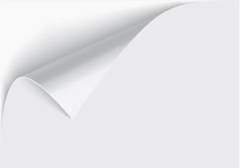 Page curl with shadow on a blank sheet of paper, design element for advertising Stock Illustration