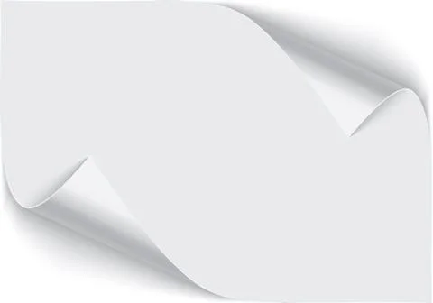 Page curl with shadow on a blank sheet of paper, design element for advertising Stock Illustration