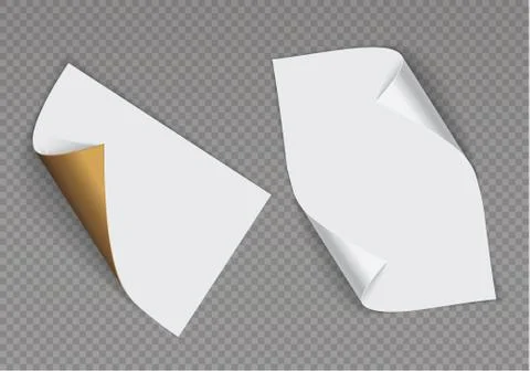 Page curl with shadow on a blank sheet of paper, design element for advertising Illustrazione stock