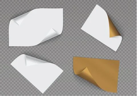 Page curl with shadow on a blank sheet of paper, design element for advertising Stock Illustration